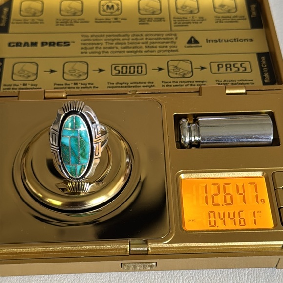 Navajo Handmade vintage Silver and Turquoise Inlay Ring size 9 - Picture 12 of 14